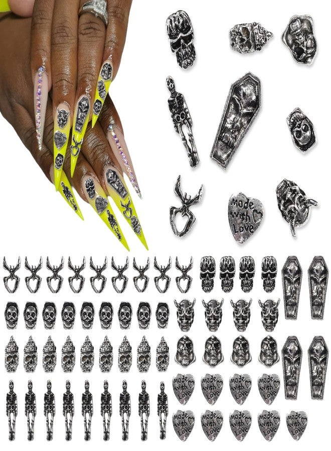 KYLELOVE Nail Gems and Charms Y2K 90 PCS Skull Nail Charm 3D Spider Heart Shape Charms for Nails Craft DIY Art Gem Nails Supplies Decorations - Image 1